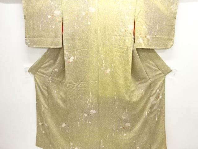 JAPANESE KIMONO / ANTIQUE KIMONO / SILK / MON KINSHA / ABSTRACT FLOWER